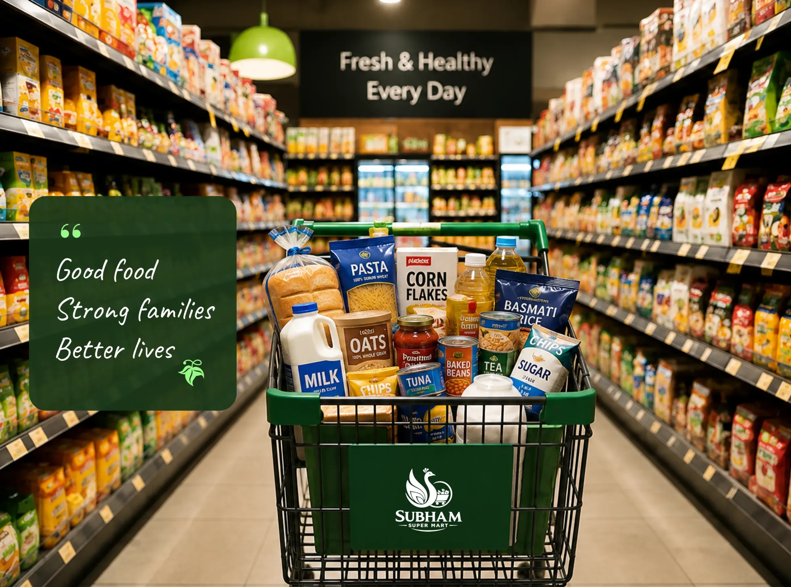 Subham Super Market store aisle with fresh produce